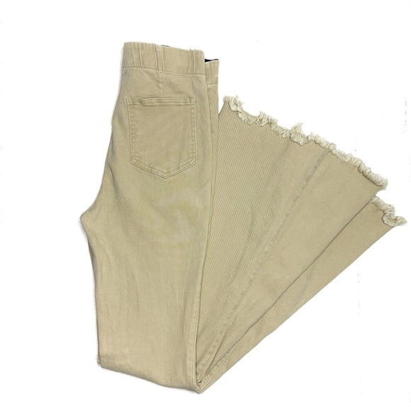 Newbury Kustom Light Khaki Tan Flare Jeggings Leggings - Picture 2 of 4